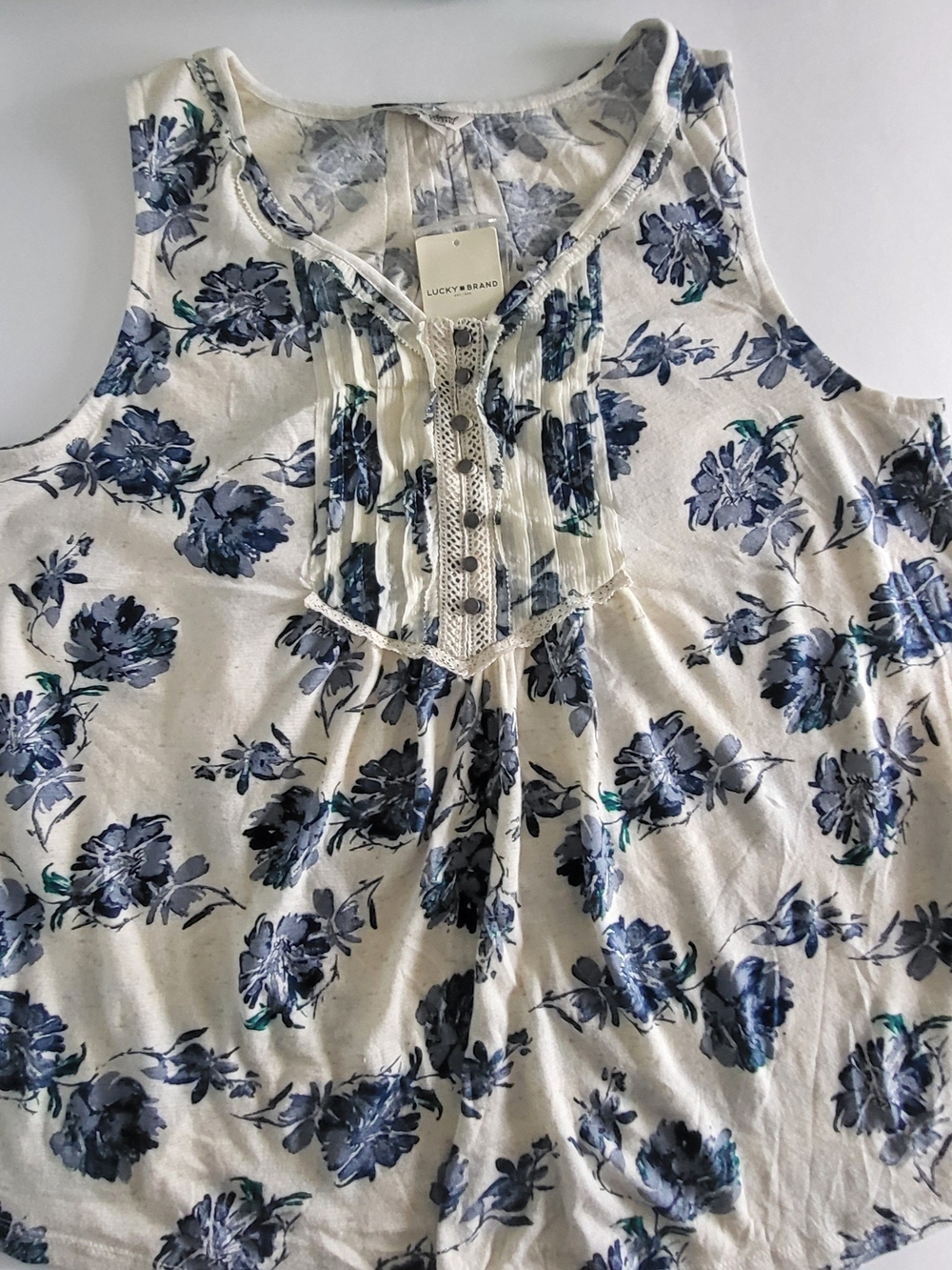 Lucky Brand Women's Cream Floral Sleeveless Tank
